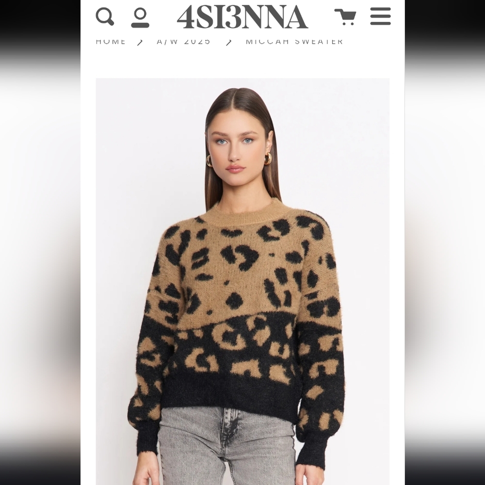 4SI3NNA Leopard Print Sweater - Black and Tan - Picture 3 of 10